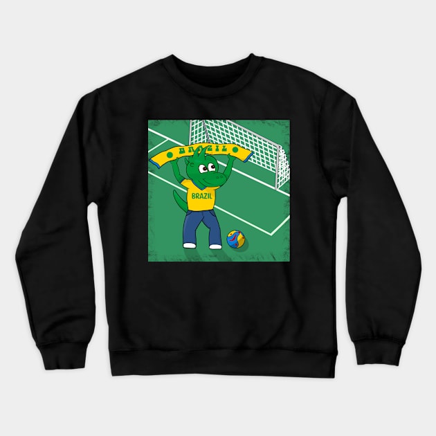 Dino Brazil Football Fan Crewneck Sweatshirt by SNCdesigns